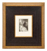 A Set of Four French Engravings of Courting Aristocrats in Ebonized and Giltwood Frames