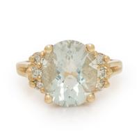 Prasiolite, Diamond, and Yellow Gold Ring