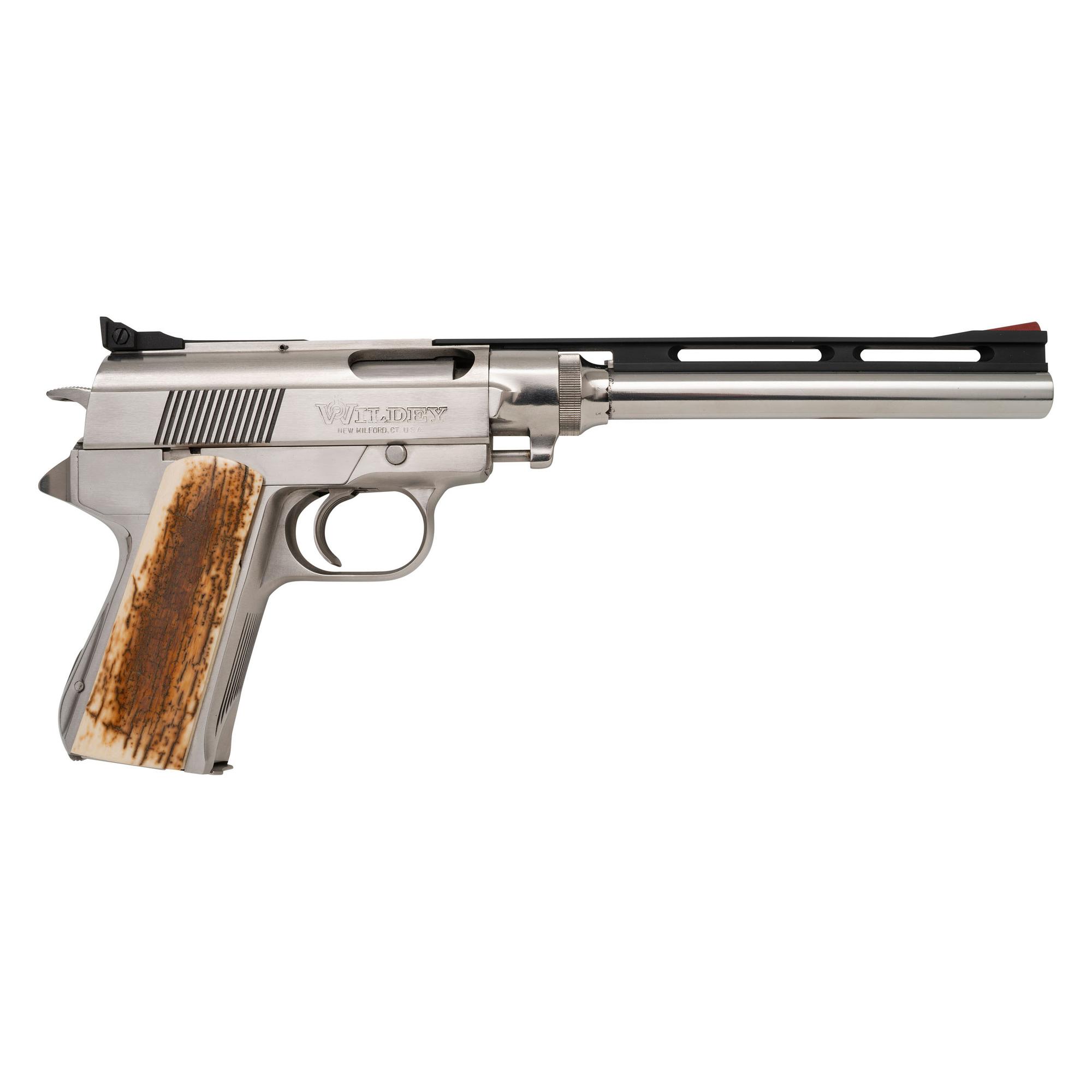 *Wildey Survivor Pistol Presented to Linda Moore with Archive