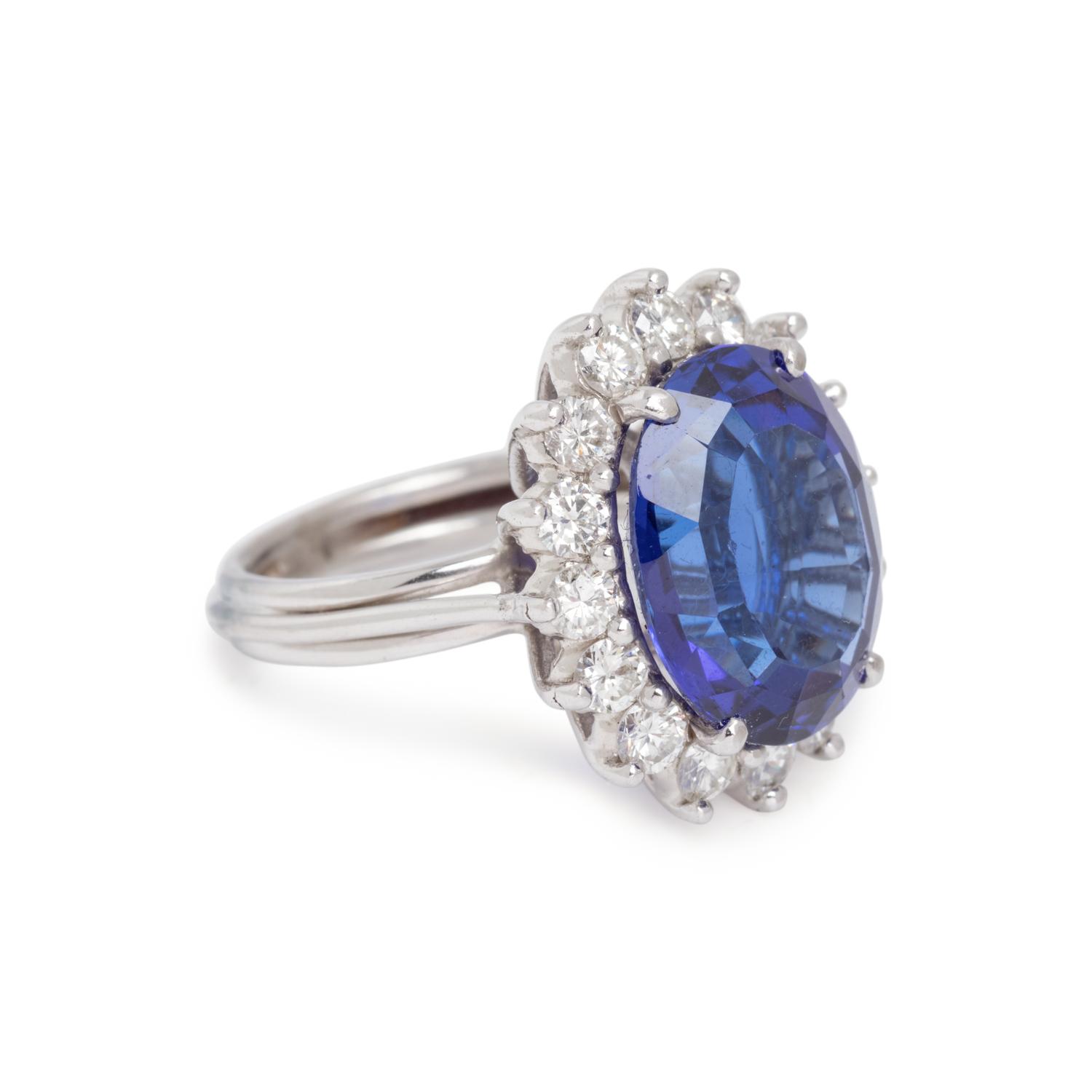 TANZANITE AND DIAMOND RING