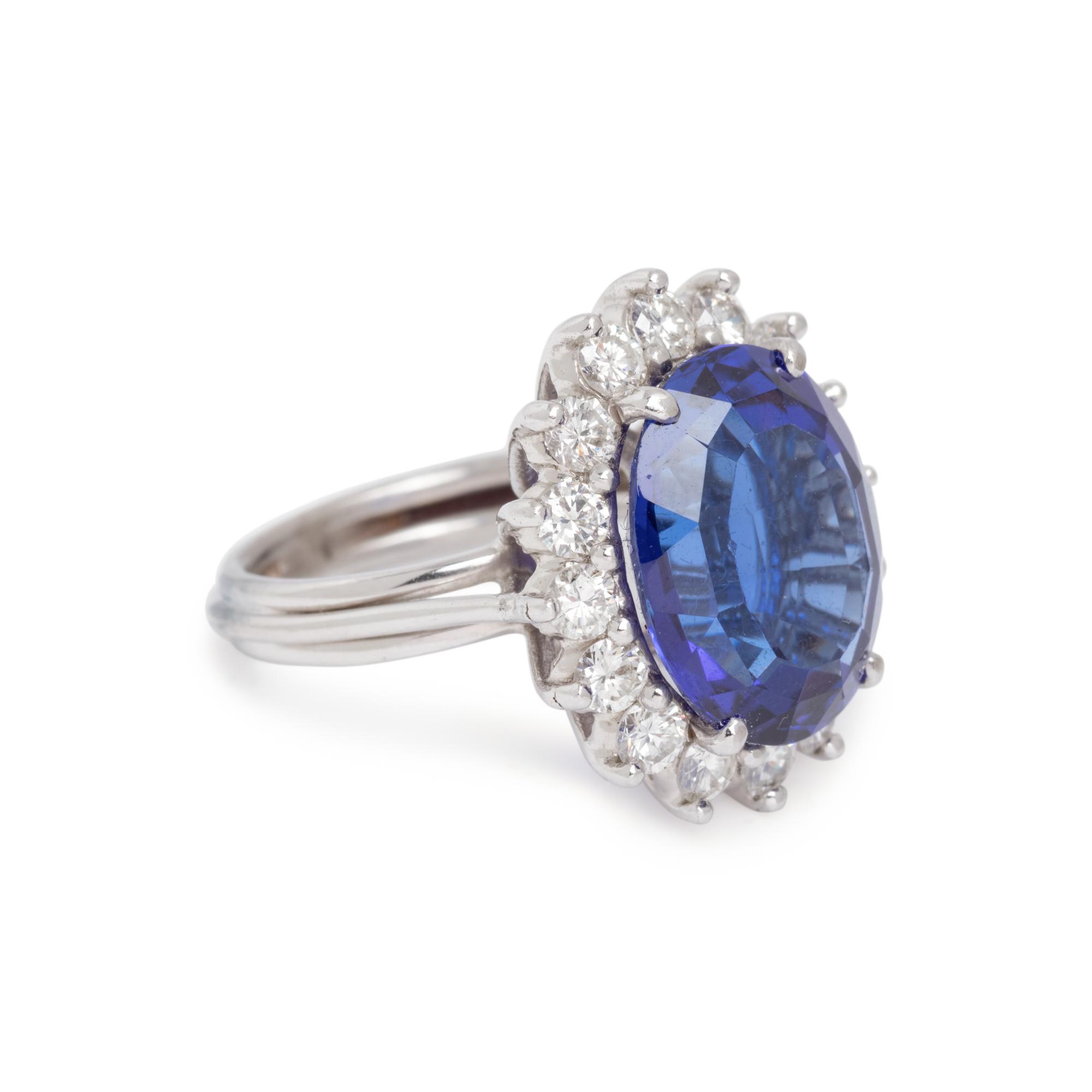 TANZANITE AND DIAMOND RING