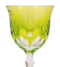 A Varga Cut-to-Clear Green Glass Stemware Service