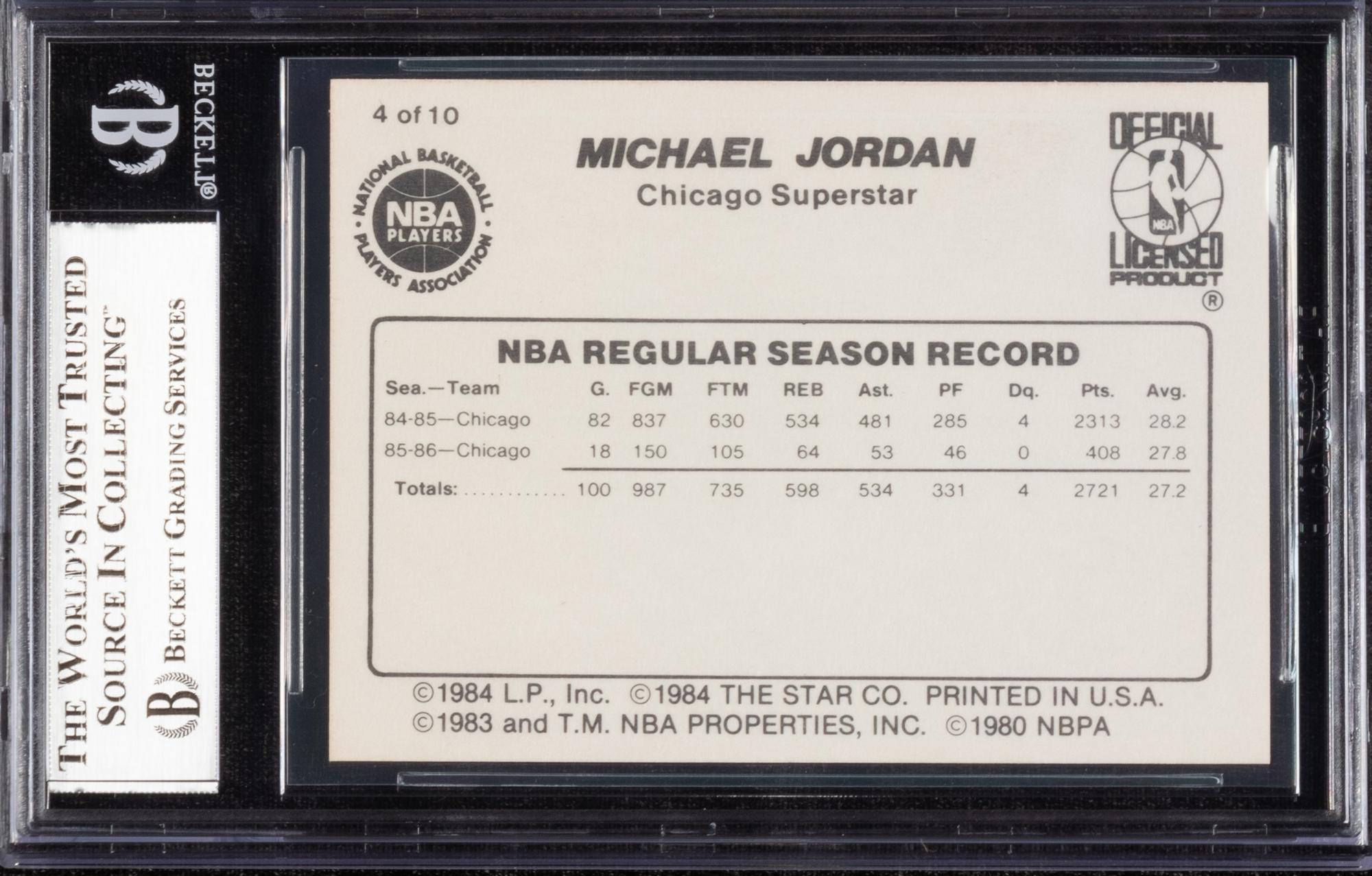 A 1986 Michael Jordan Star Set Pro Stats Card No. 4 (BGS 9 MINT)