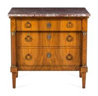 An Austrian Neoclassical Walnut Marble-Top Commode