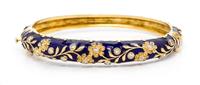 A 14 Karat Yellow Gold, Enamel and Diamond Bracelet, 23.30 dwts.