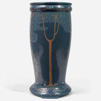 Frederick Hurten Rhead (British-American, 1880-1942) Peacock Umbrella Stand, Roseville Pottery, USA, circa 1908