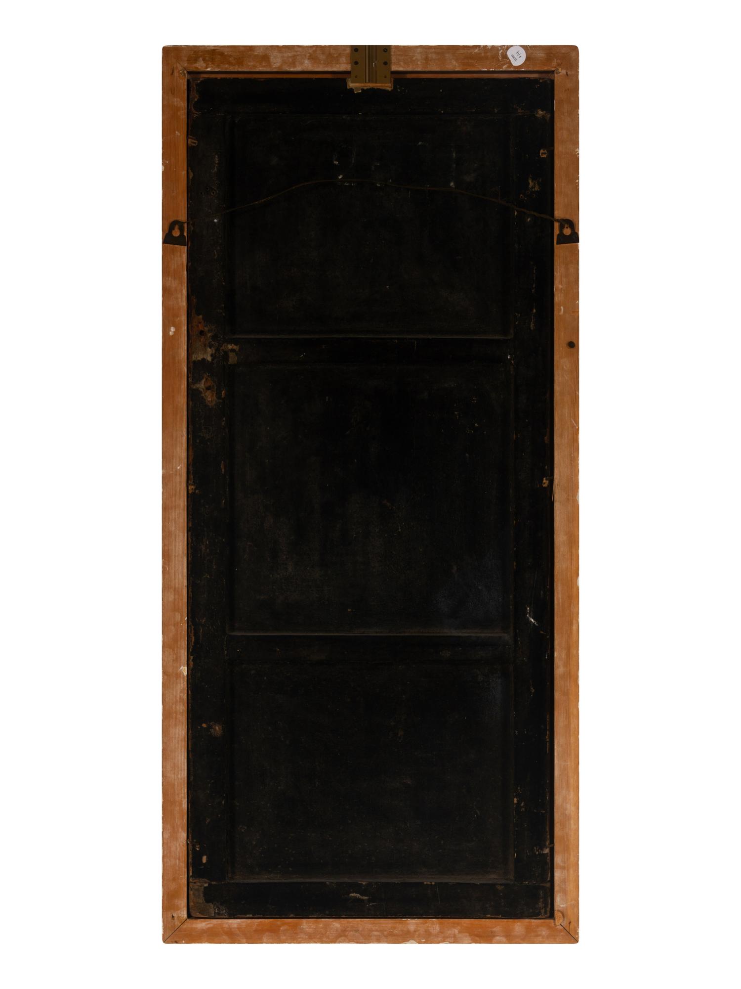 Four Chinese Gilt-Framed Black and Polychrome Lacquer Panels