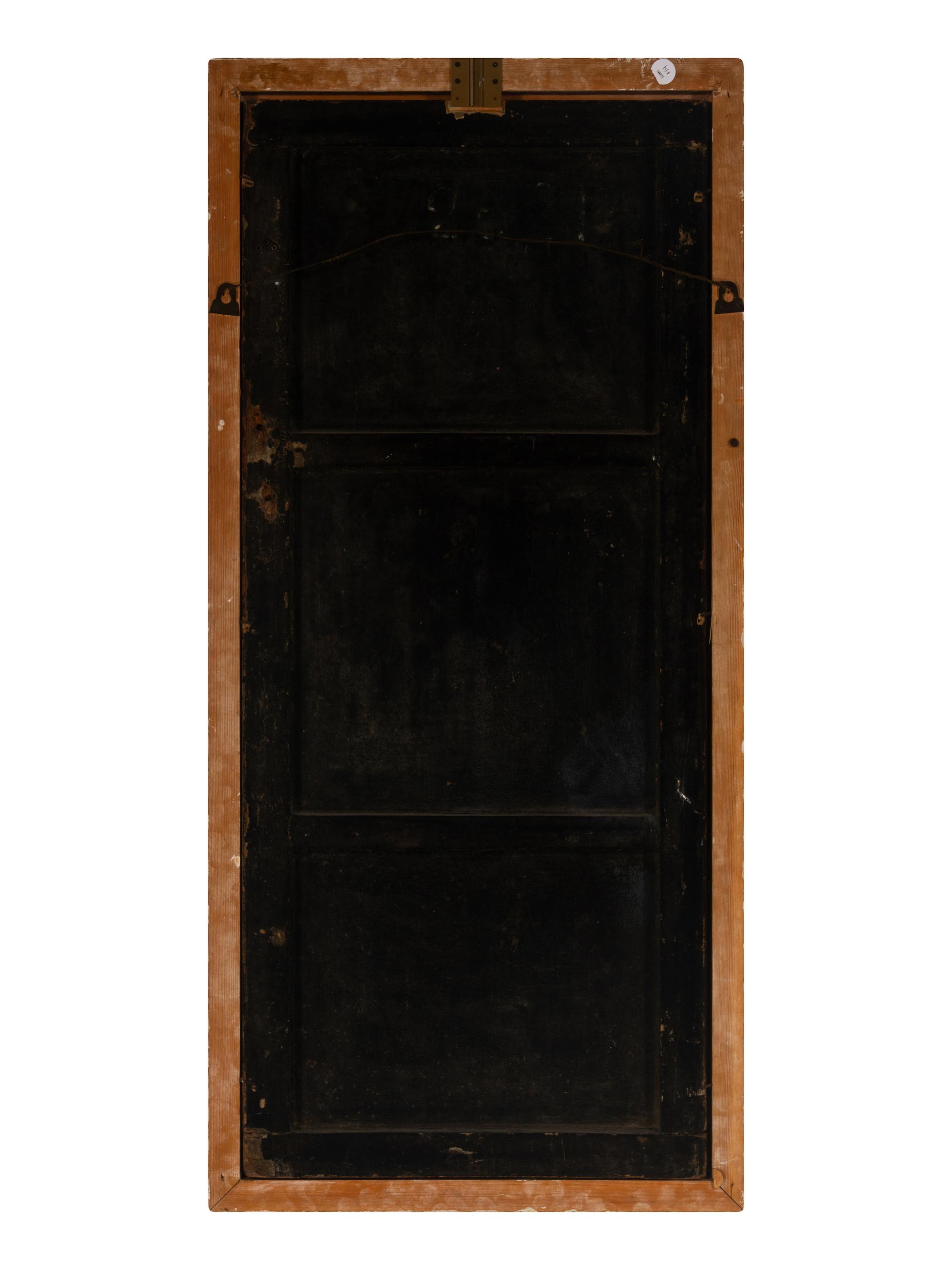 Four Chinese Gilt-Framed Black and Polychrome Lacquer Panels