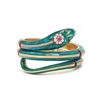 VICTORIAN, ENAMEL, RUBY, AND DIAMOND SNAKE BRACELET