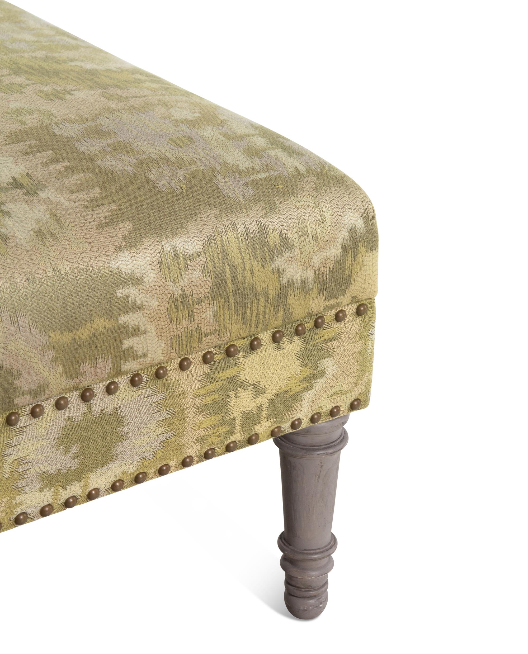 A White Painted Upholstered and Nailhead-Decorated Ottoman