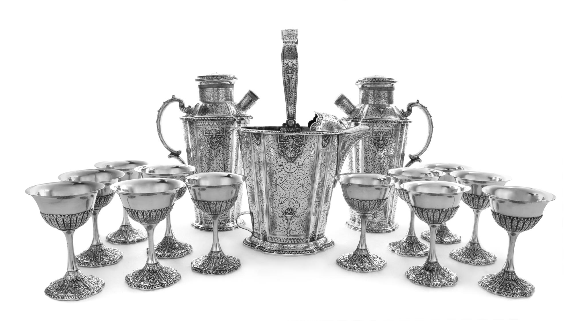 A Silver-Plate Cocktail Service Height of first 9 1/4 inches. — E.G. WEBSTER & SON, BROOKLYN, NY