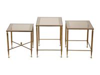 A Set of Three Gilt Metal Nesting Tables in the Style of Maison Jansen