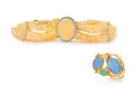 A Collection of Yellow Gold, Opal and Diamond Jewelry, 49.60 dwts.