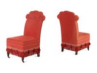 A Pair of Victorian Upholstered Slipper Chairs