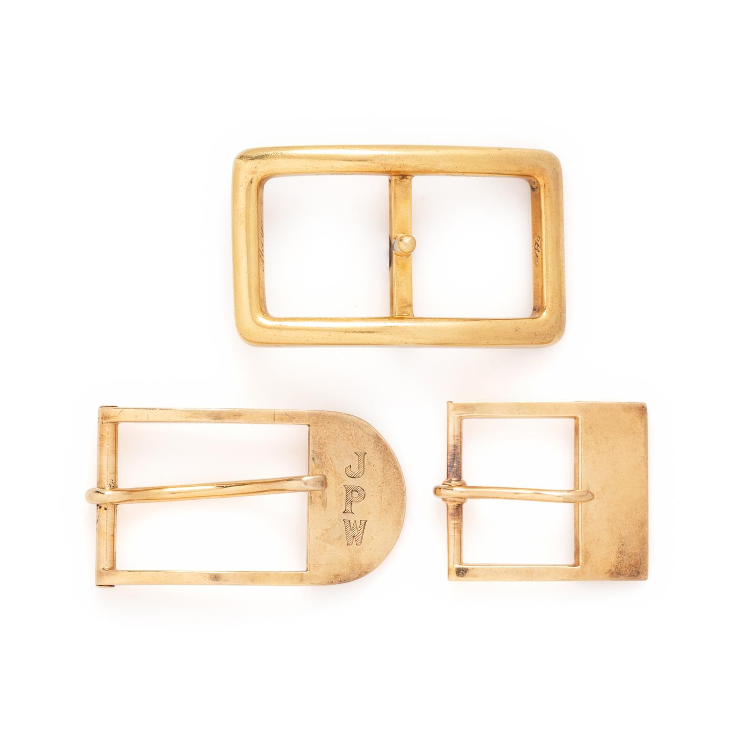 COLLECTION OF YELLOW GOLD BELT BUCKLES