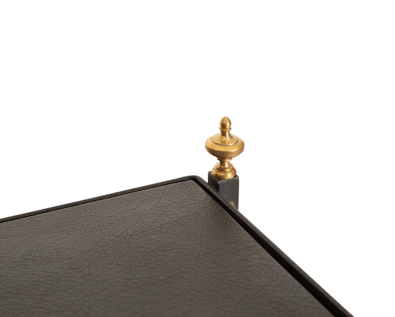 A Pair of Modern Painted Tole, Brass and Vinyl Etageres — 20th Century
