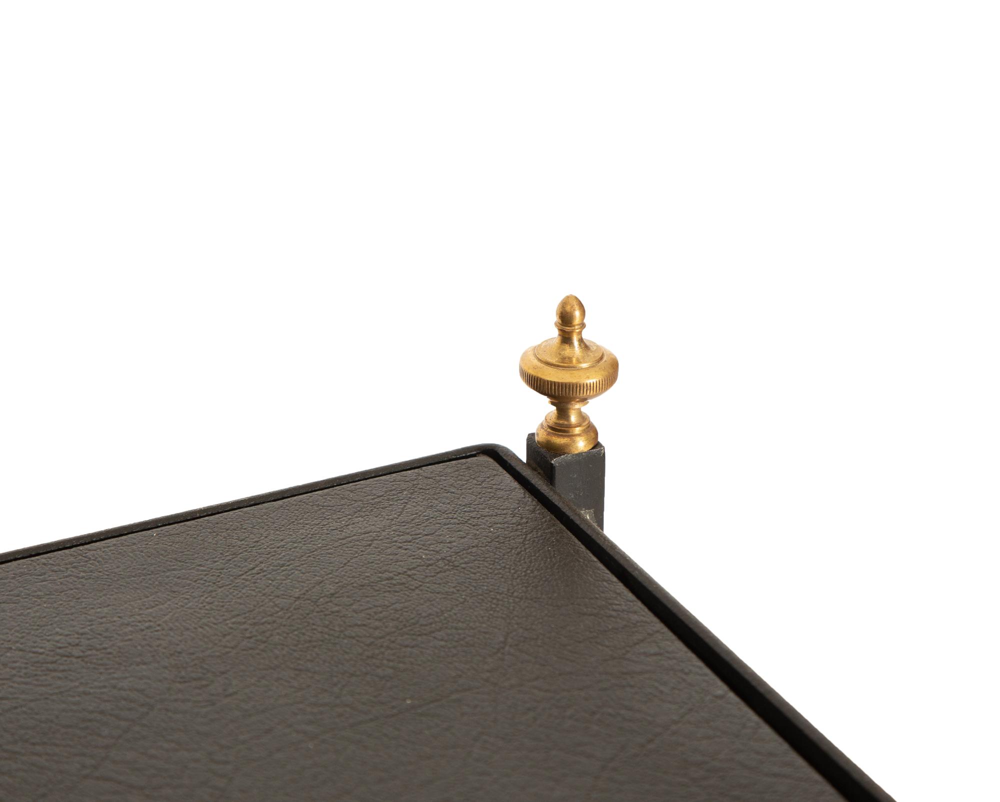 A Pair of Modern Painted Tole, Brass and Vinyl Etageres — 20th Century