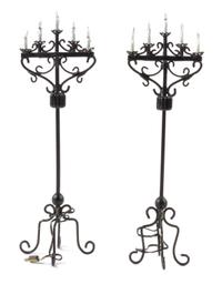 A Pair of Five-Light Torchieres Height 6 1/4 inches.
