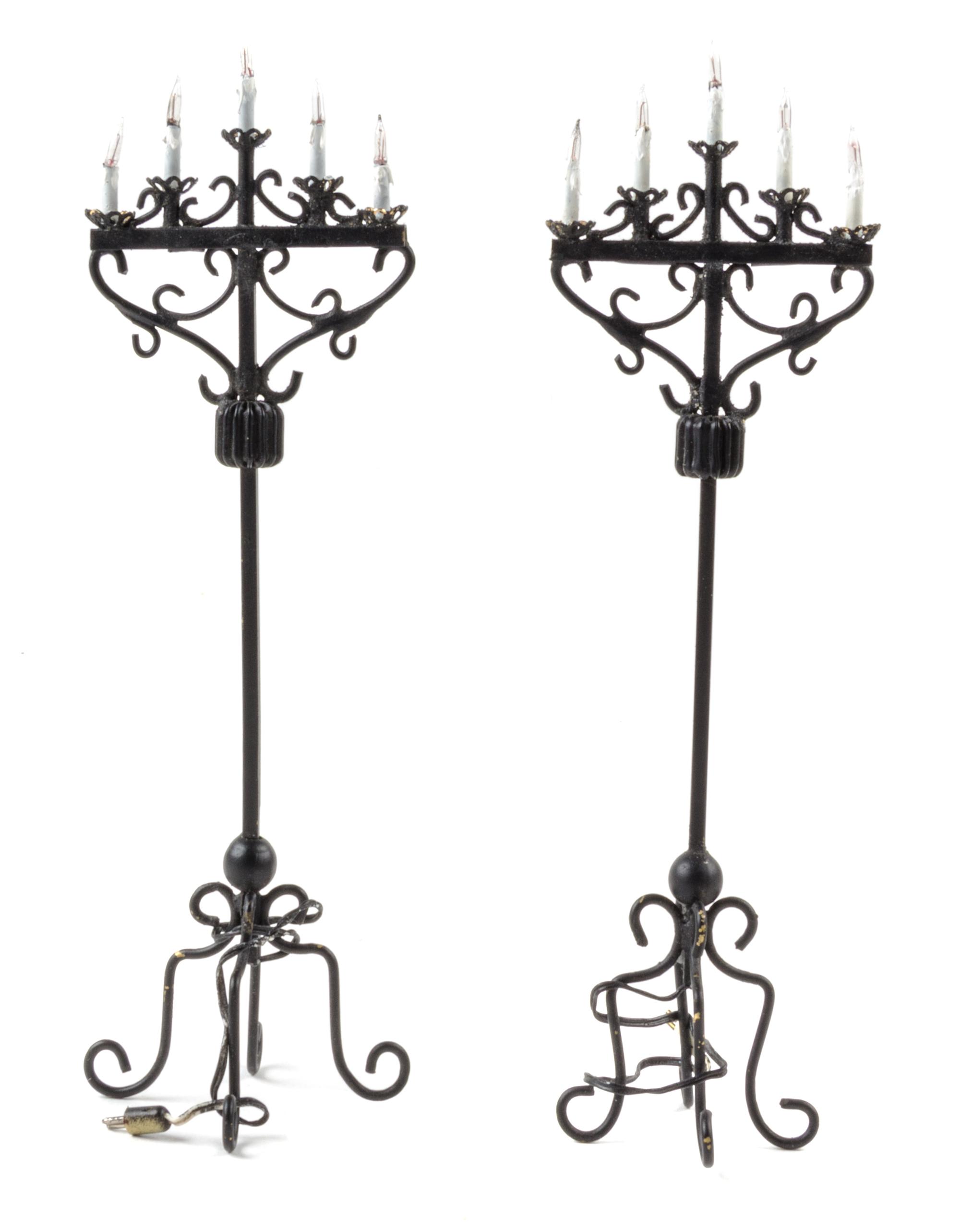 A Pair of Five-Light Torchieres Height 6 1/4 inches.