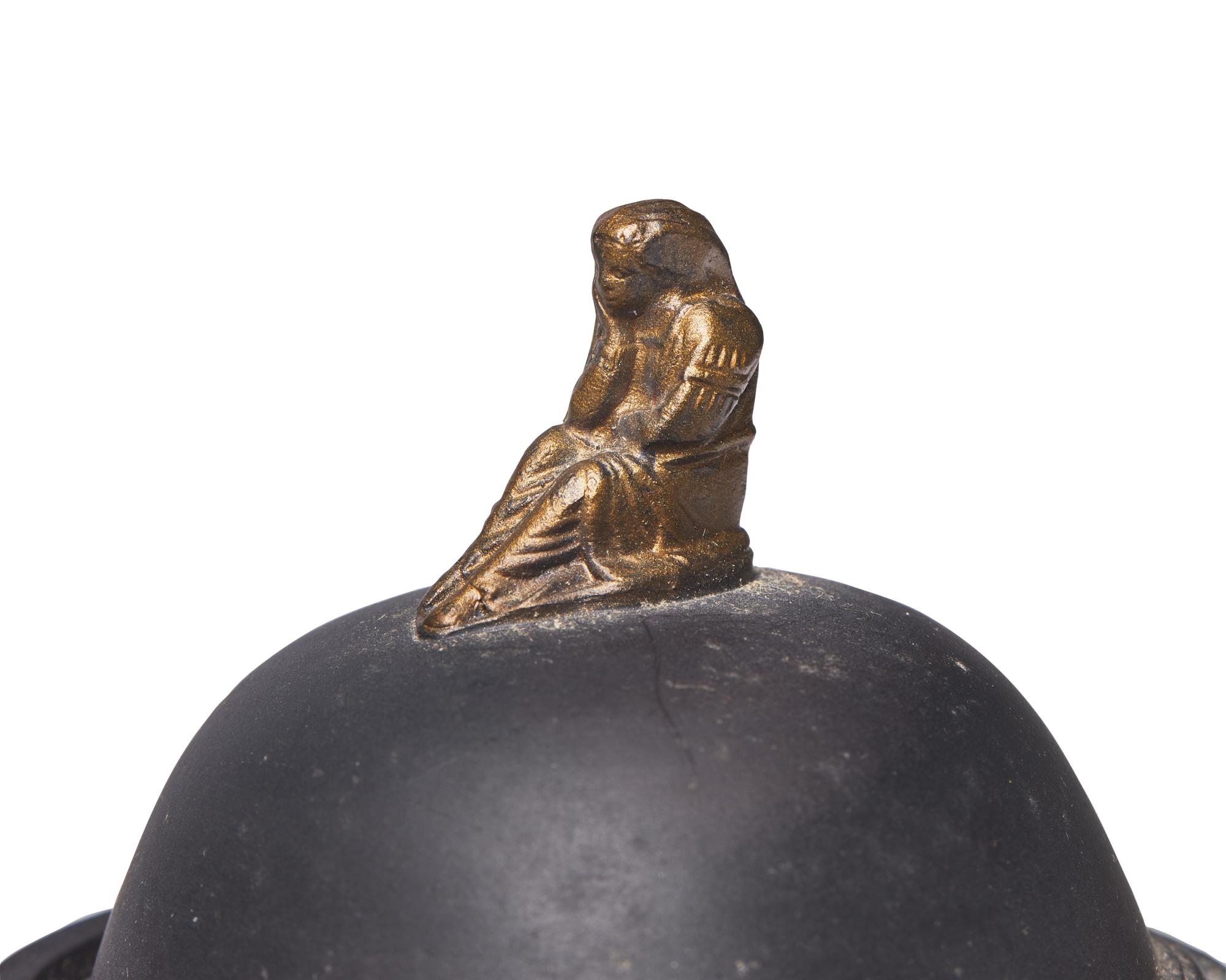 An English Bronze Decorated Basalt Twin-Handle Urn