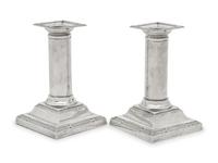 A Pair of English Silver Small Candlesticks