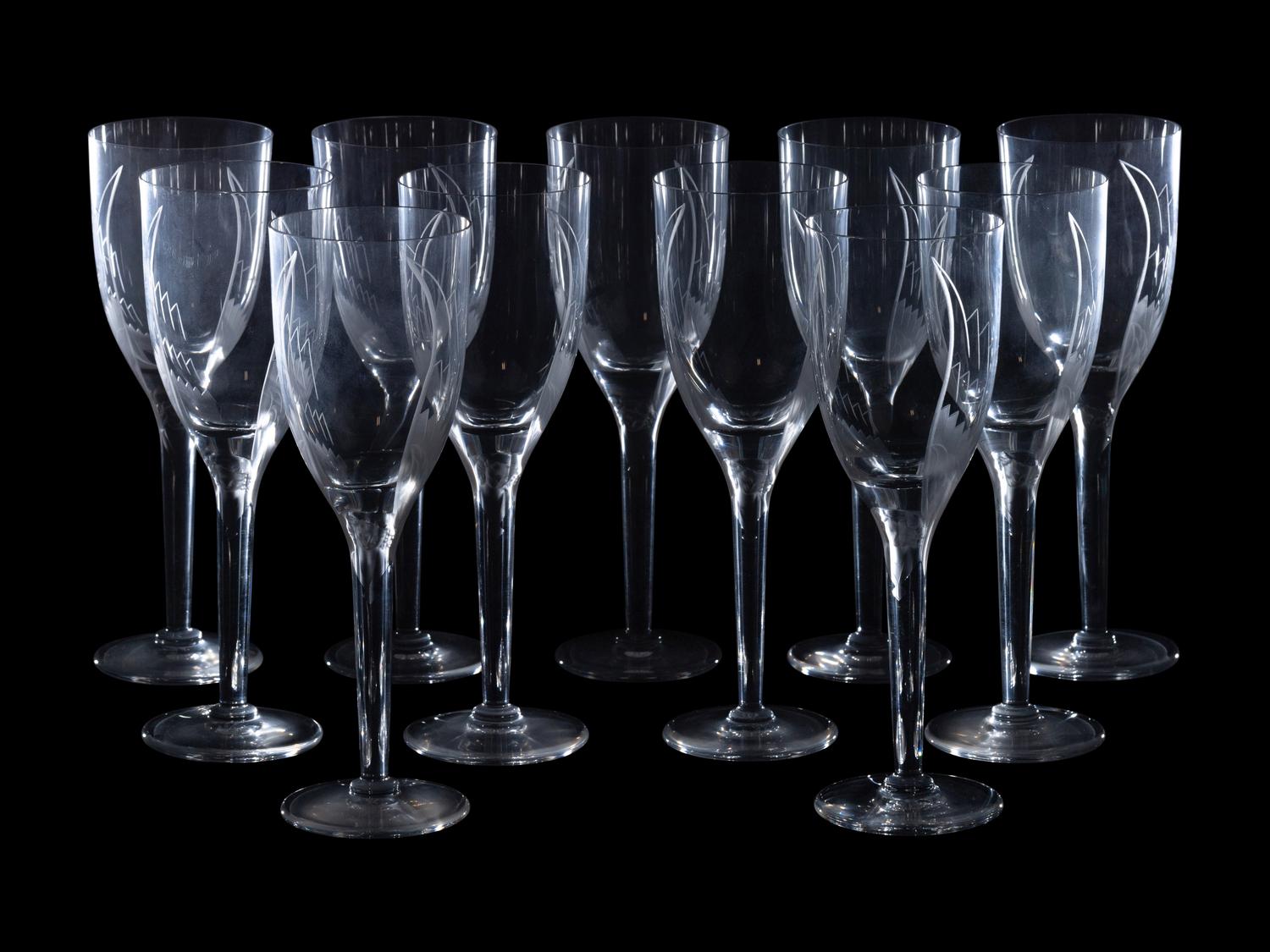 A Set of Eleven Lalique Angel Flutes