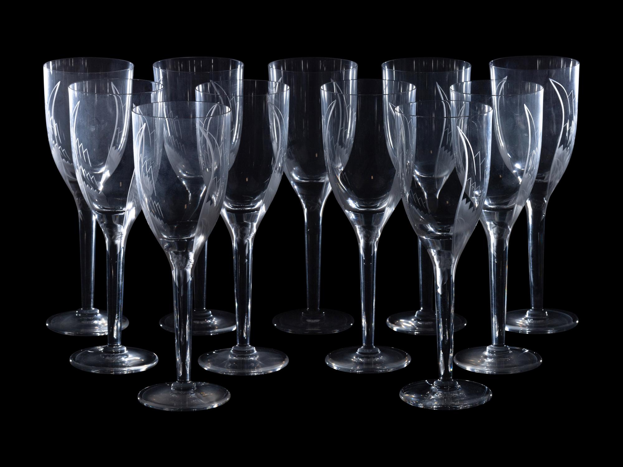 A Set of Eleven Lalique Angel Flutes
