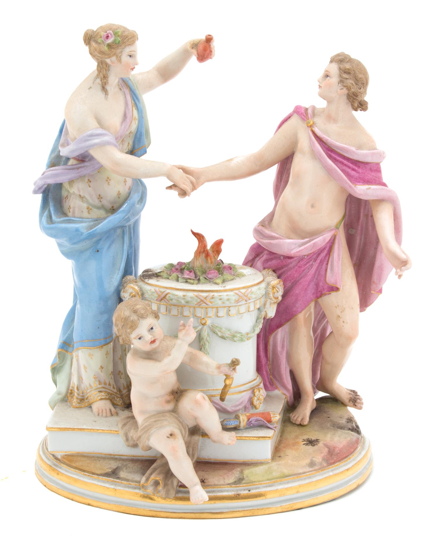 A Meissen Porcelain Figural Group Height 8 1/4 inches. — 19TH CENTURY