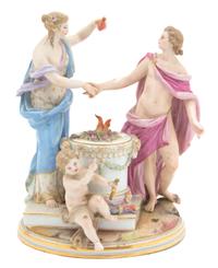 A Meissen Porcelain Figural Group Height 8 1/4 inches. — 19TH CENTURY