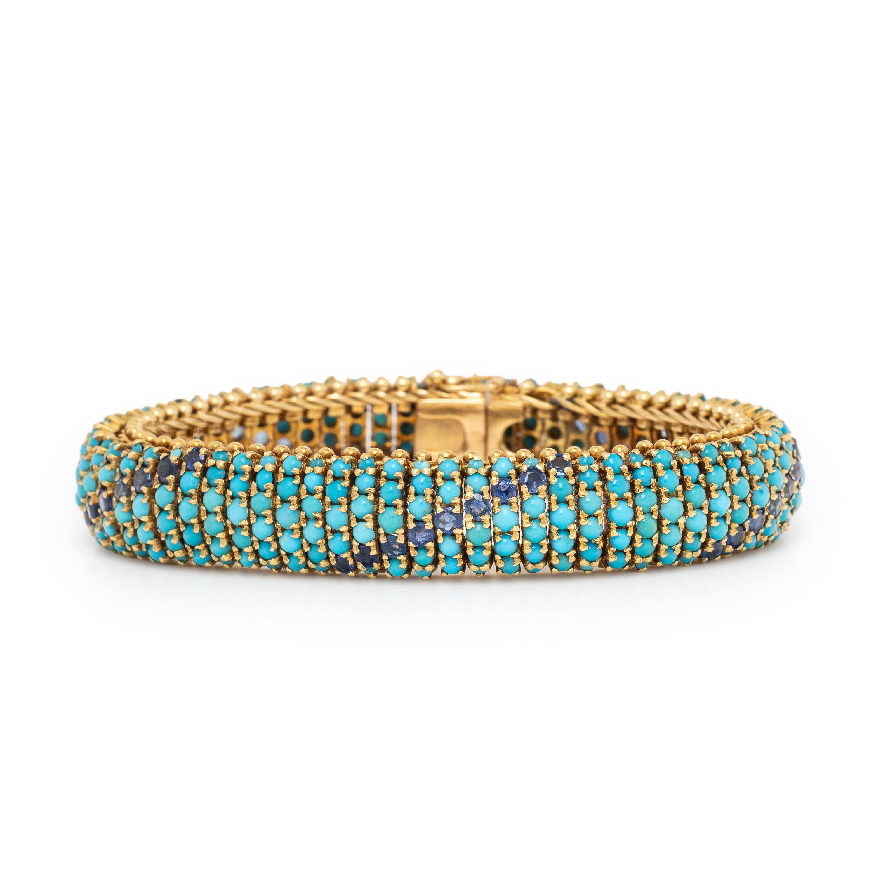 Turquoise and Sapphire Bracelet