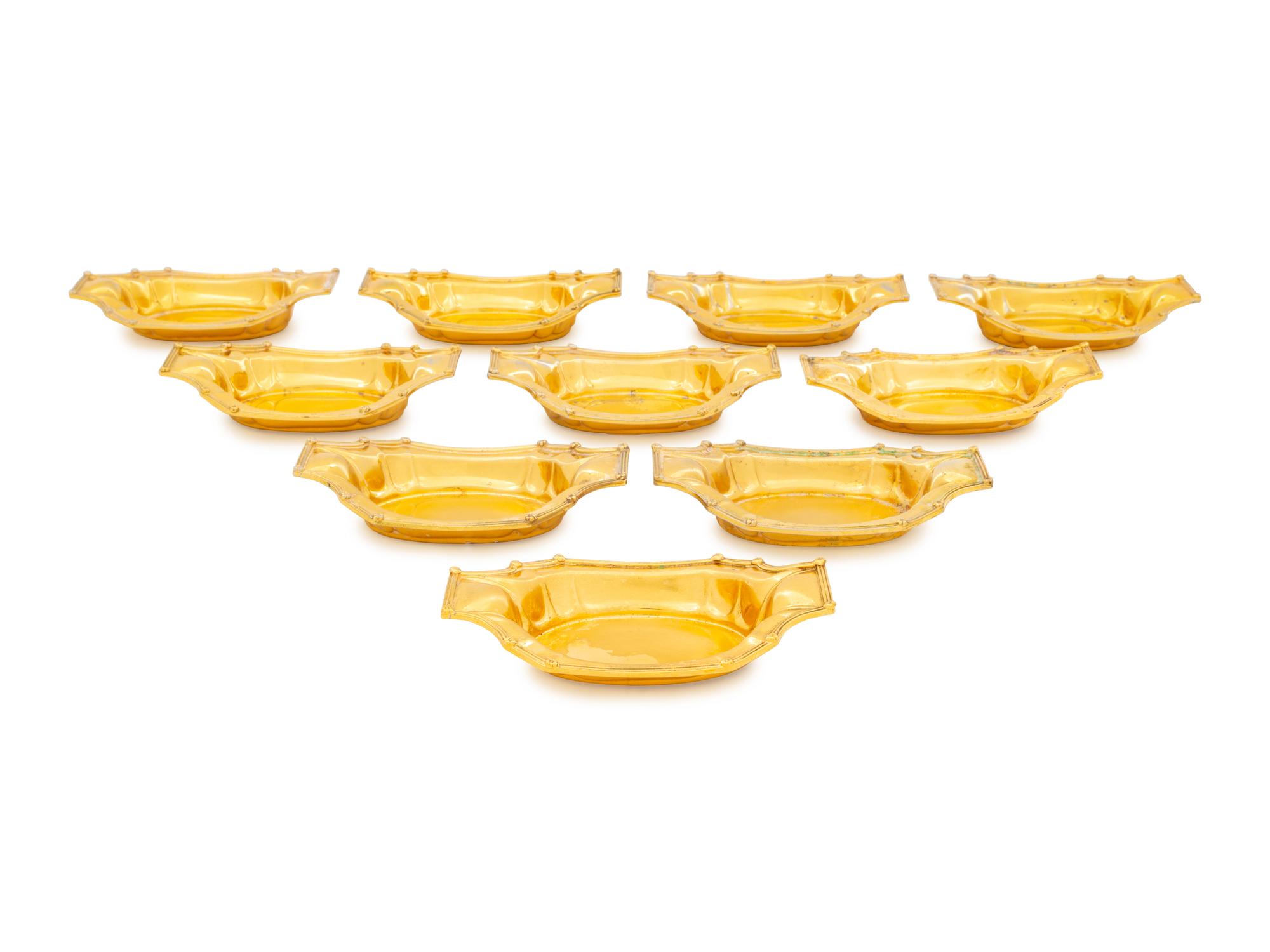 A Set of Ten Silver Gilt Dishes