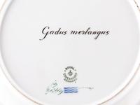 A Set of Twelve Royal Copenhagen Parcel Gilt Porcelain Fish Plates