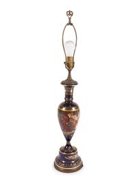 A Vienna Painted and Parcel Gilt Porcelain Vase Mounted as a Lamp