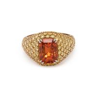 ORANGE SAPPHIRE AND YELLOW DIAMOND RING