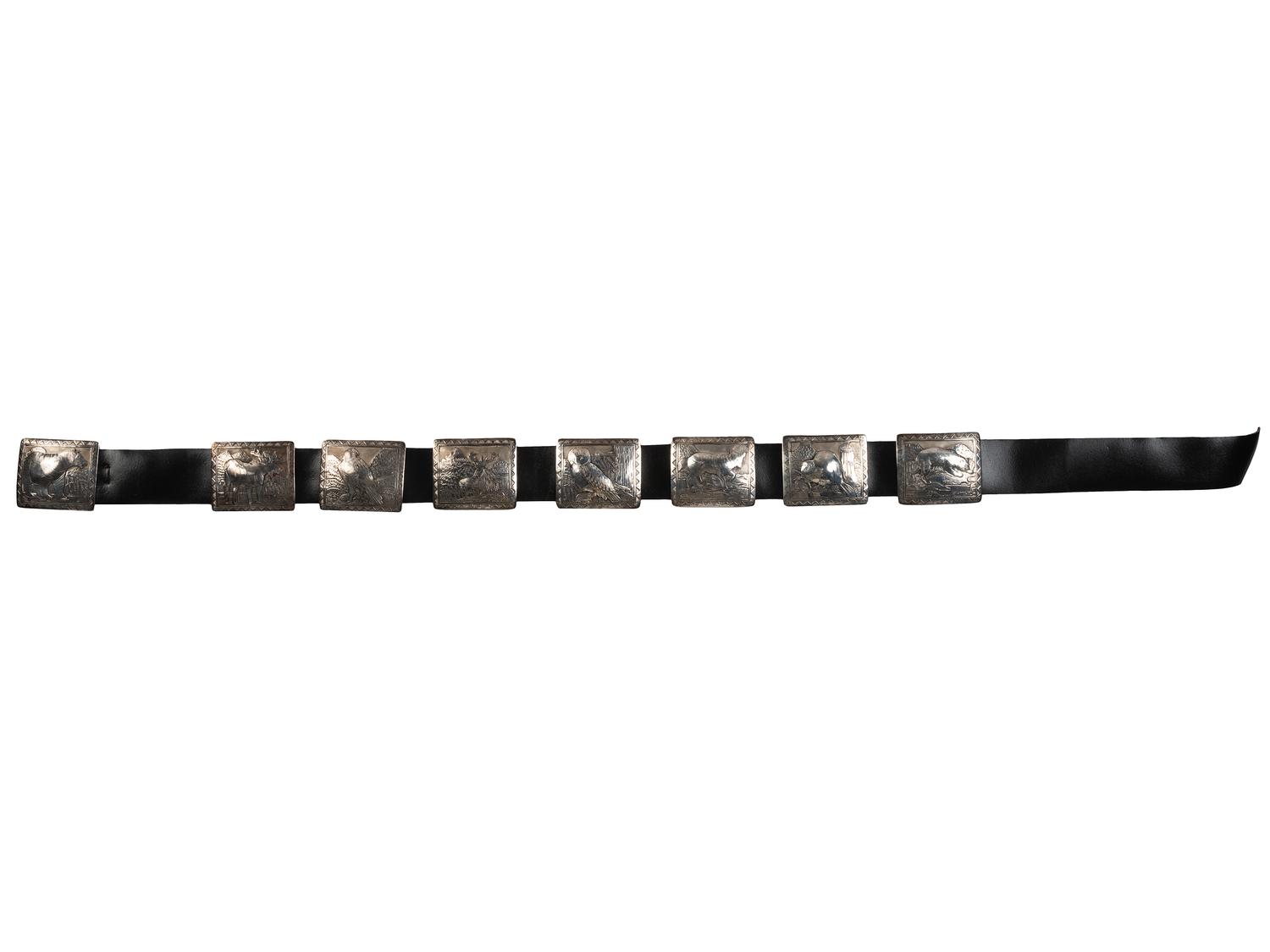 Navajo Sterling Silver Storyteller Concha Belt, with Woodland Creatures