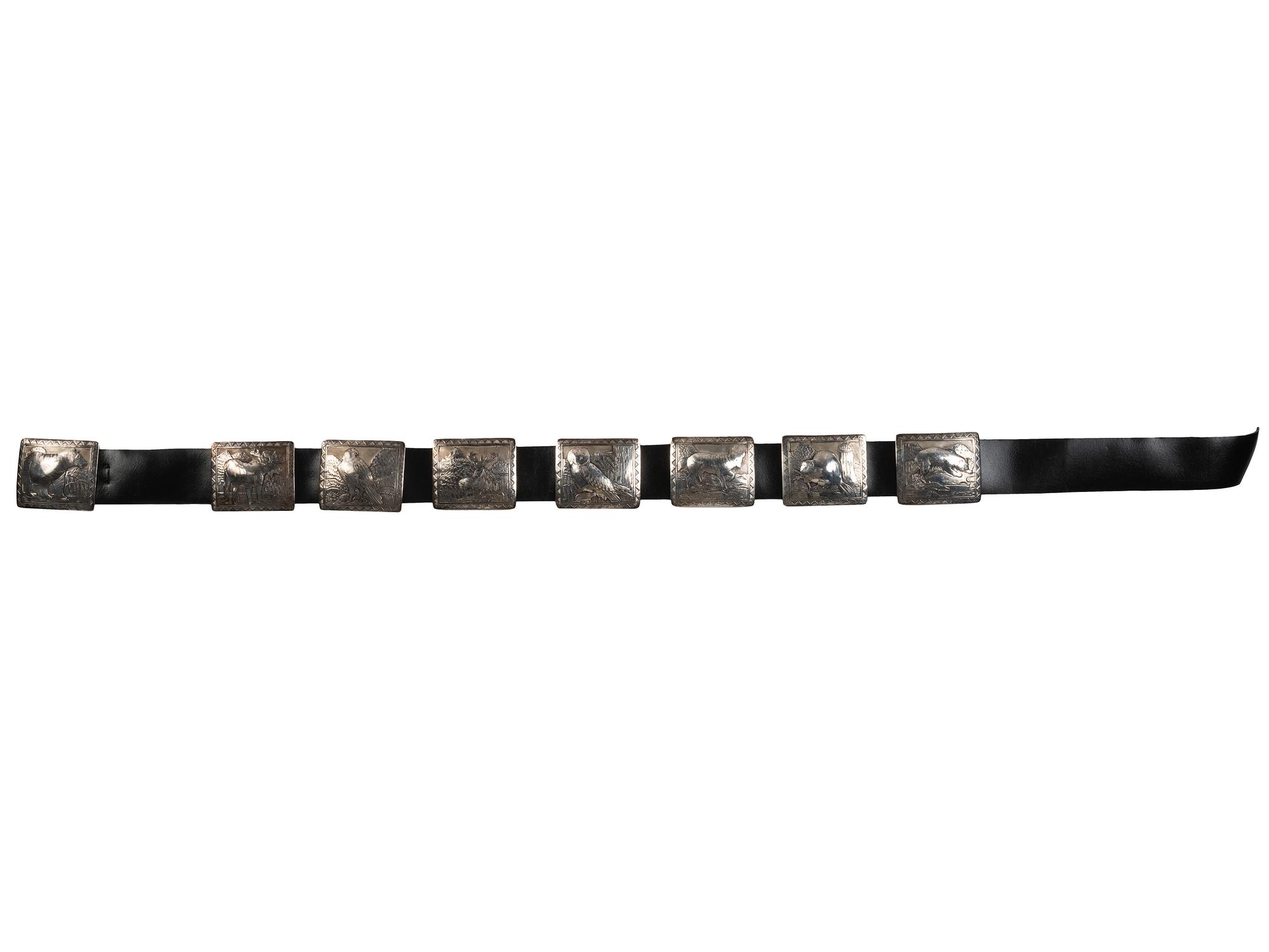 Navajo Sterling Silver Storyteller Concha Belt, with Woodland Creatures
