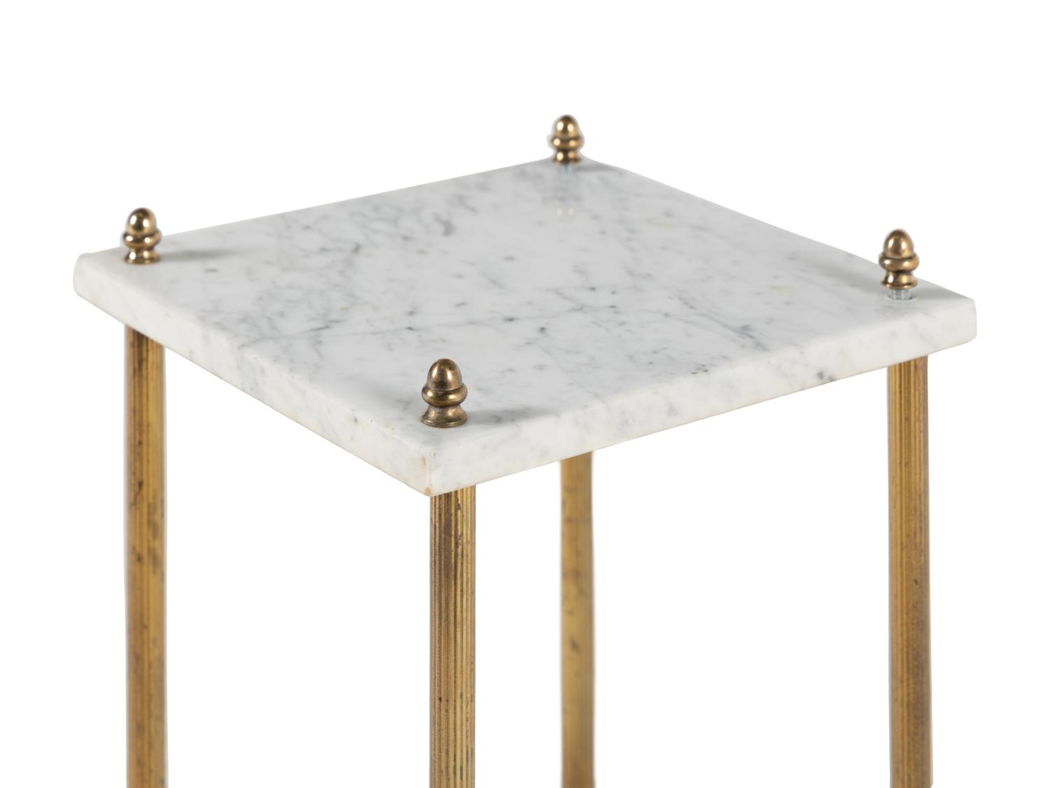A Pair of Brass and Marble Side Tables