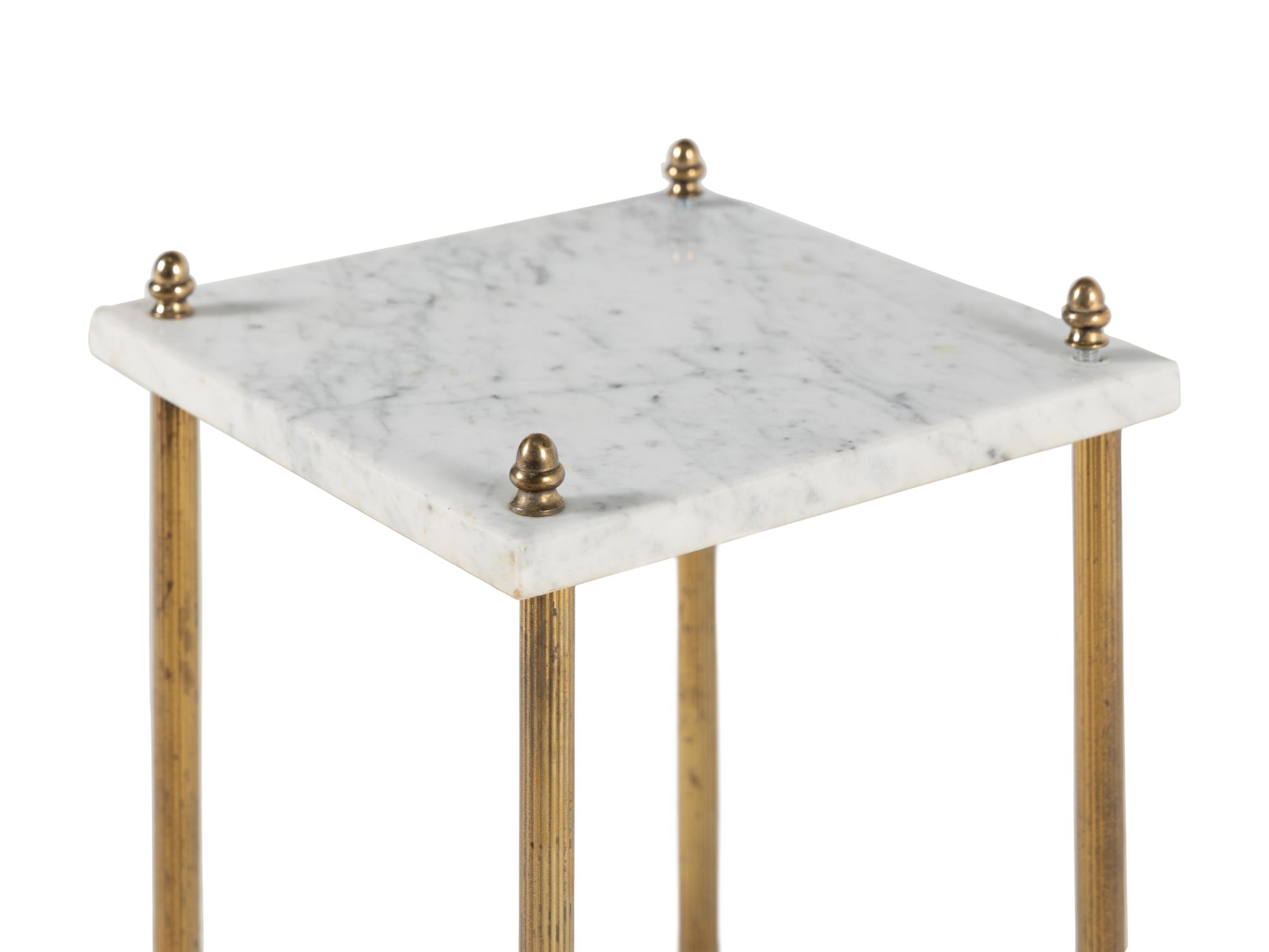 A Pair of Brass and Marble Side Tables