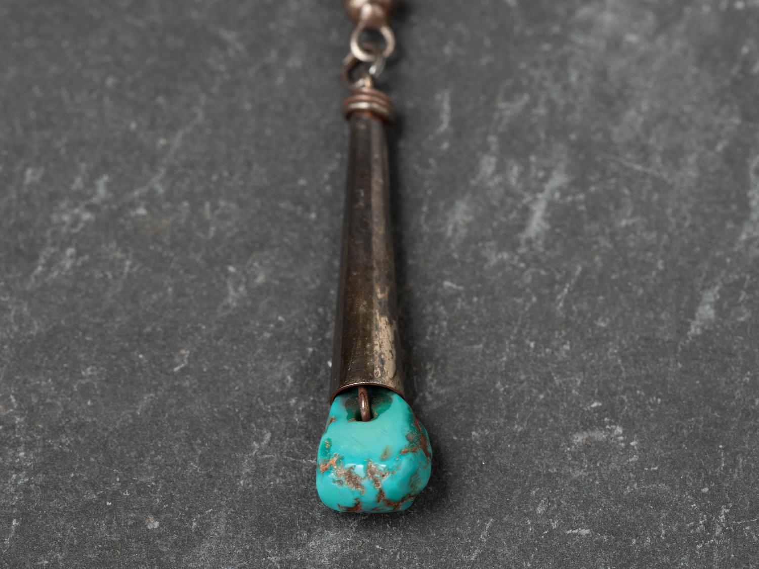 Tufa Cast Silver Choker, with Rolled Turquoise and Coral