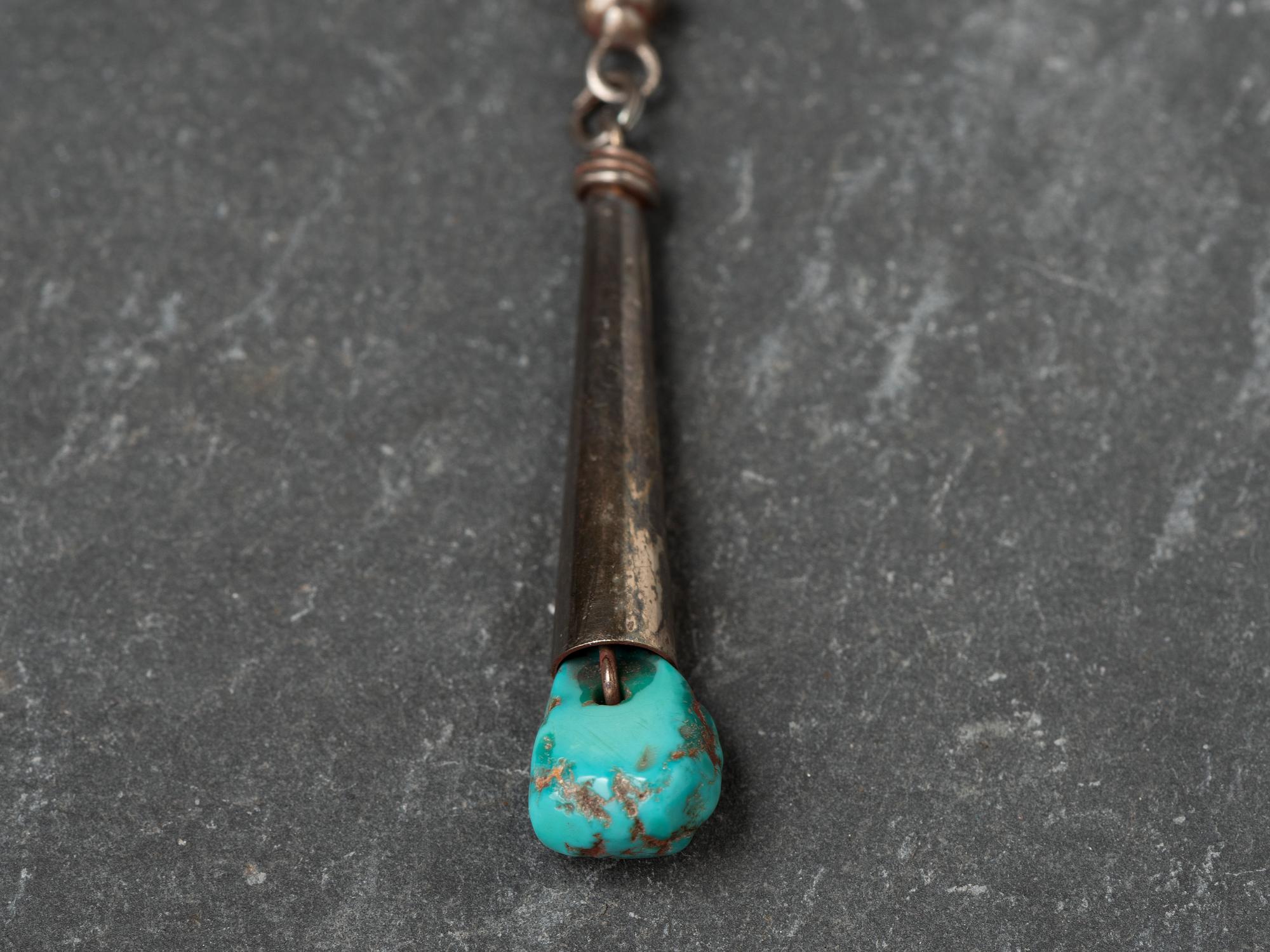 Tufa Cast Silver Choker, with Rolled Turquoise and Coral