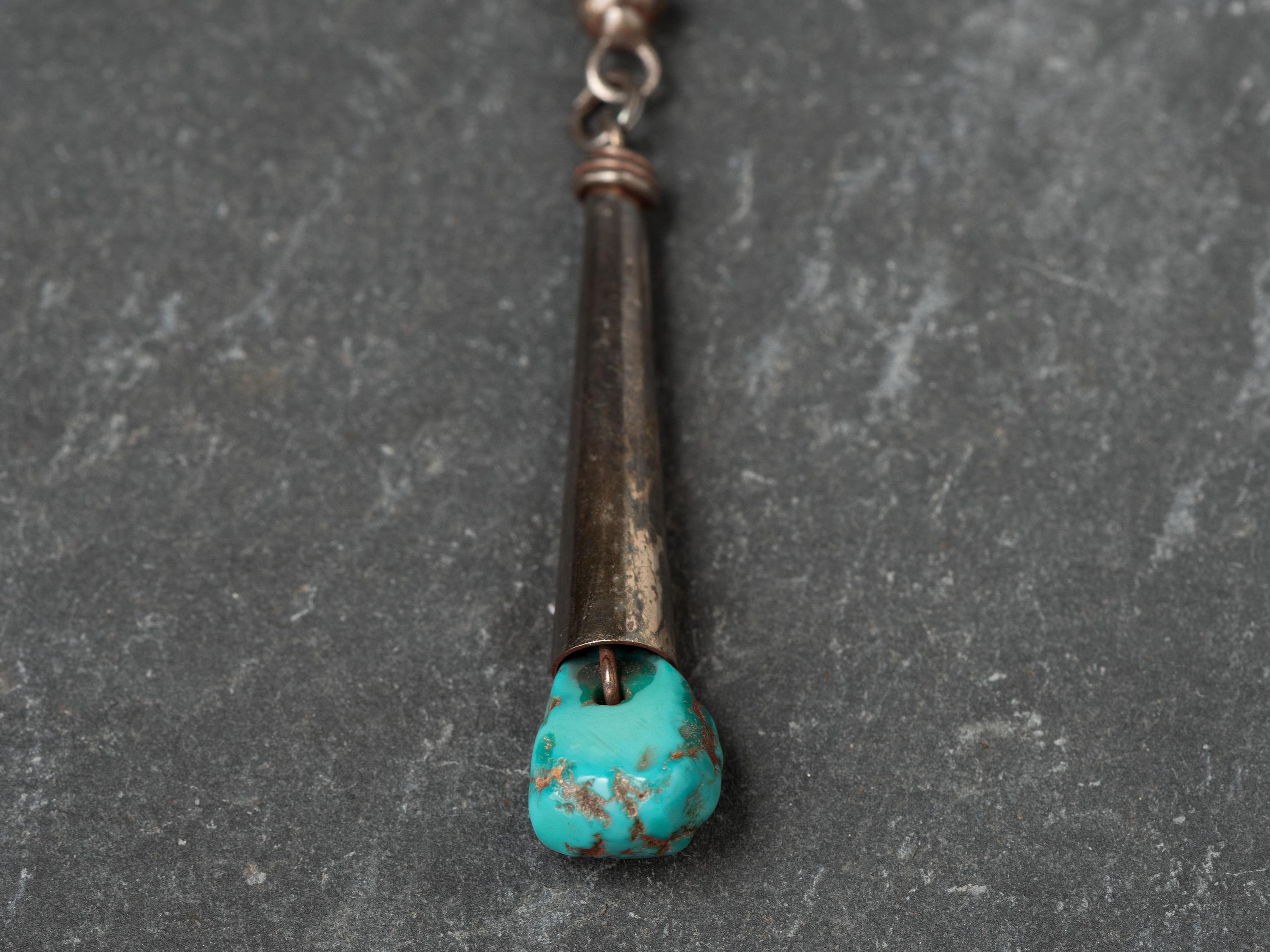 Tufa Cast Silver Choker, with Rolled Turquoise and Coral