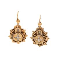 ETRUSCAN REVIVAL, YELLOW GOLD AND DIAMOND EARRINGS