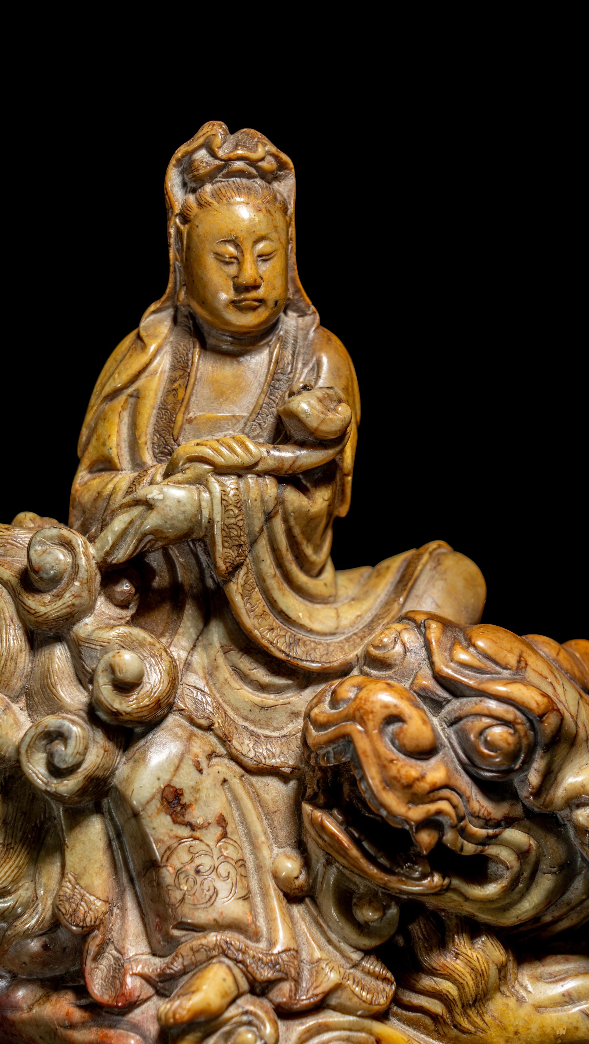 A Chinese Soapstone Figure of Guanyin