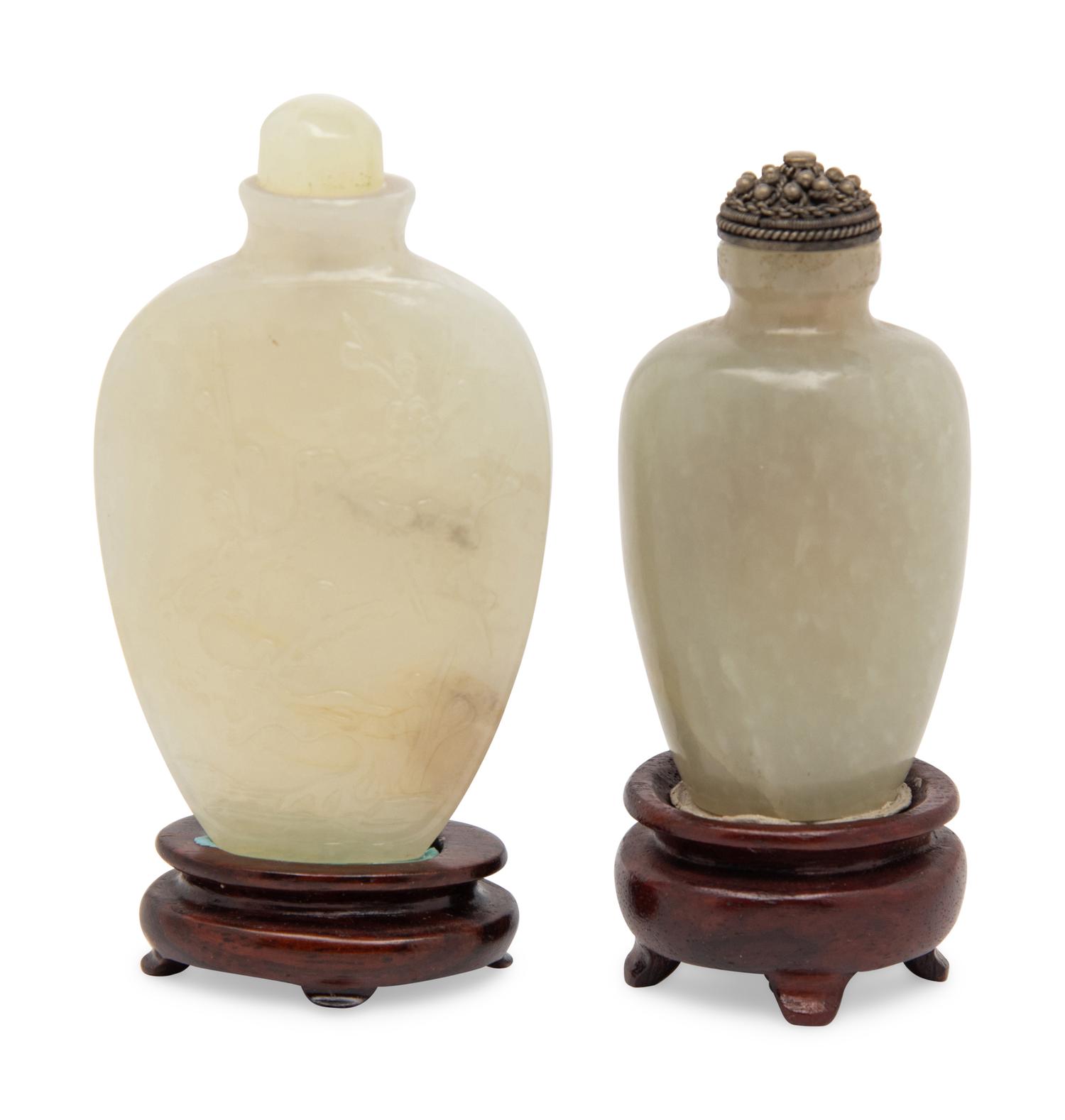 Two Chinese Jade Snuff Bottles, 19th Century
