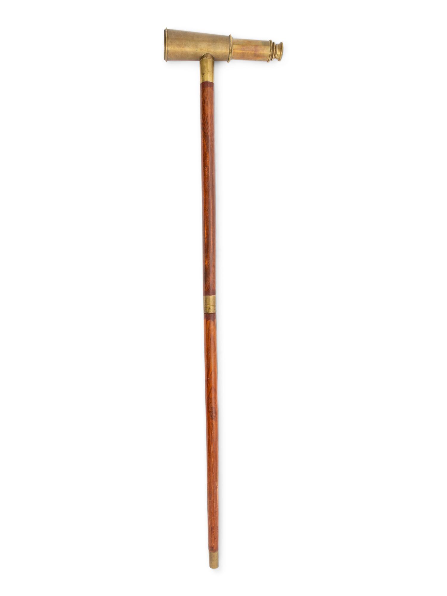 A Brass Mounted Two-Draw Telescope Gadget Cane