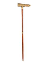 A Brass Mounted Two-Draw Telescope Gadget Cane