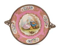 A Sèvres Style Gilt Metal Mounted Painted Porcelain Centerpiece Bowl