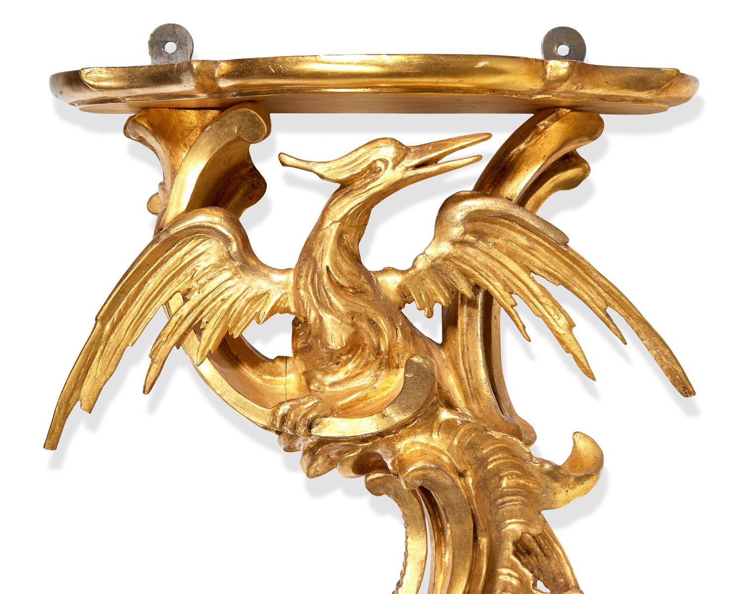 A Pair Of Chippendale Carved And Gilded Wall Brackets