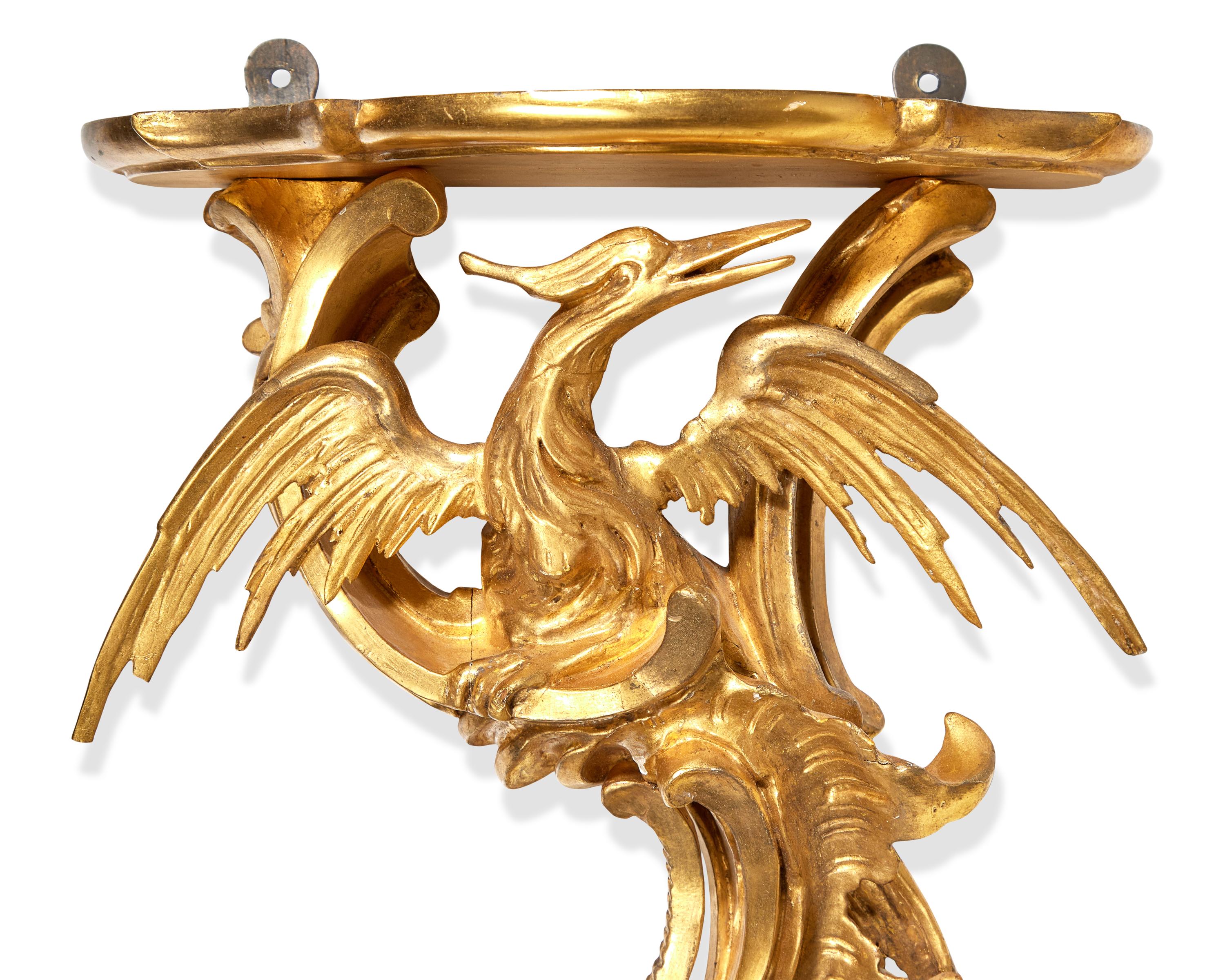 A Pair Of Chippendale Carved And Gilded Wall Brackets