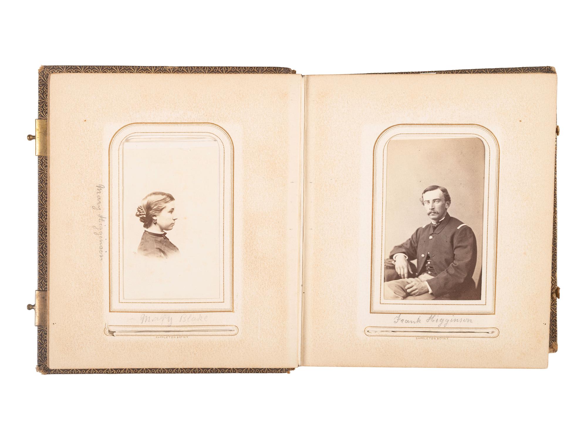 [CIVIL WAR]. A trio of CDV albums identified to the Heath, Higginson, and Shaw families of Massachusetts, highlighted by cartes de visite of Col. Robert Gould Shaw, 54th Massachusetts African American Infantry, his sisters, and other officers.